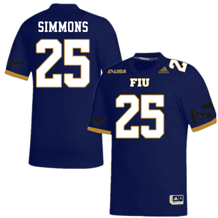 #25 Kenton Simmons FIU Jersey, Florida International University Panthers Football Jersey-Navy #25 Kenton Simmons FIU Jersey, Florida International University Panthers Football Jersey-Navy